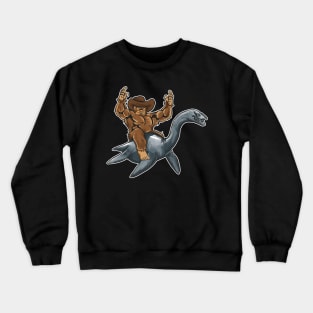 Bigfoot Riding Loch Ness Monster| Funny Nessie T Shirt Crewneck Sweatshirt